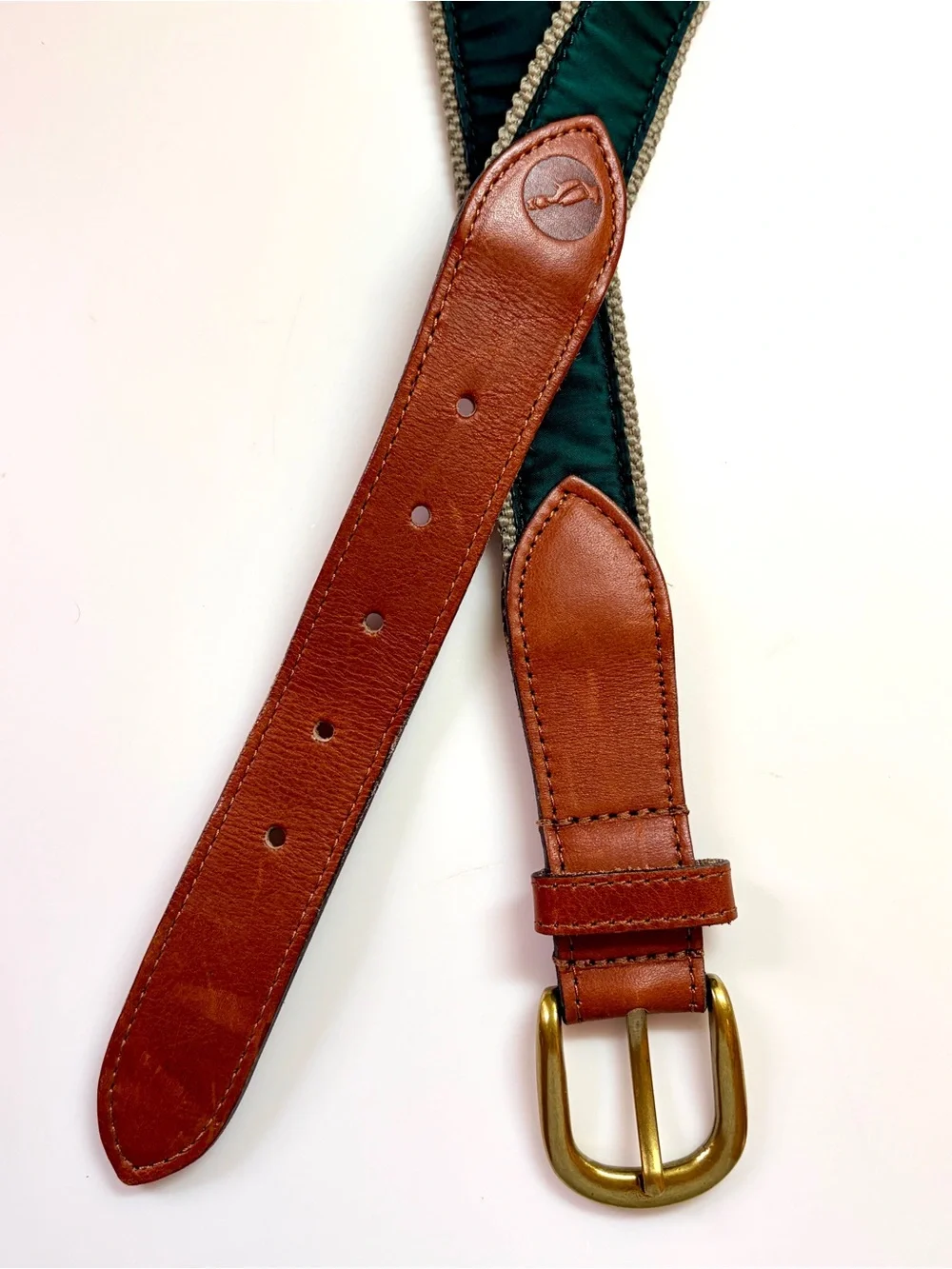 Vintage Prestwick Golf Club Logo Mens Green Belt Seejays SZ 36  Canvas Leather